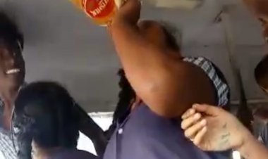   அரசு பேருந்தில் சரக்கடிக்கும் மாணவிகள்! கிங் பிரஷர் பீர் குடித்தால் வாசனை வராதாம்!