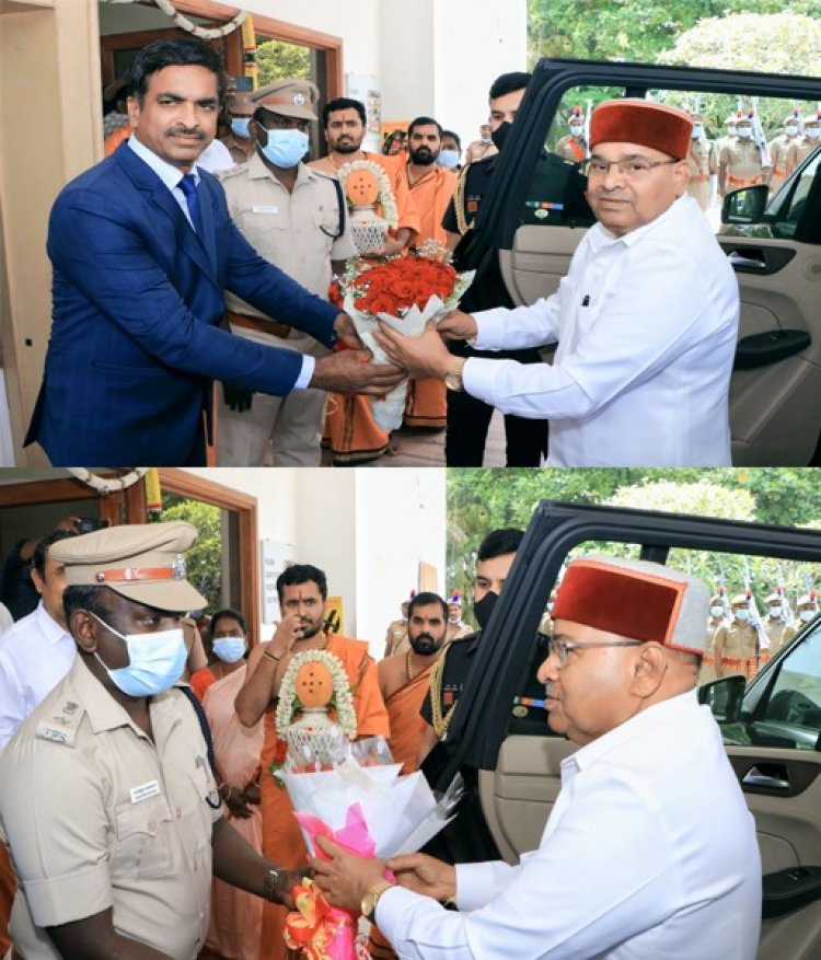 கர்நாடக ஆளுநரை வரவேற்ற ஆட்சியர் மற்றும் எஸ்.பி.!