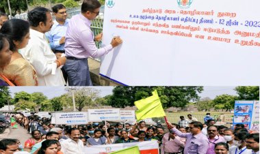 குழந்தை தொழிலாளர் எதிர்ப்பு தின உறுதிமொழி:- வேலூர்-திருப்பத்தூர் கலெக்டர்கள் பங்கேற்பு!