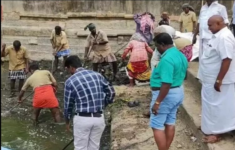 குளத்தை சுத்தம்:- ஒரு பொதுஜனமும் வரவில்லை! ஆர்.டி.ஓ. வரிந்து கட்டிக்கொண்டு இறங்கினார்!