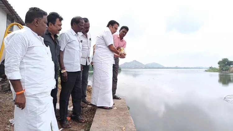 மகேந்திரவாடி ஏரி நிரம்பியது சட்டமன்ற உறுப்பினர் மலர் தூவினார்!