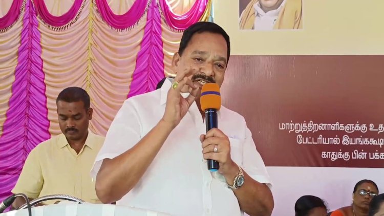 மாற்றுத்திறனாளிகளுகாக சேவை செய்பவர்கள் கால்களை தொட்டு வணங்க வேண்டும்:-அமைச்சர் ஆர்.காந்தி உருக்கம்!