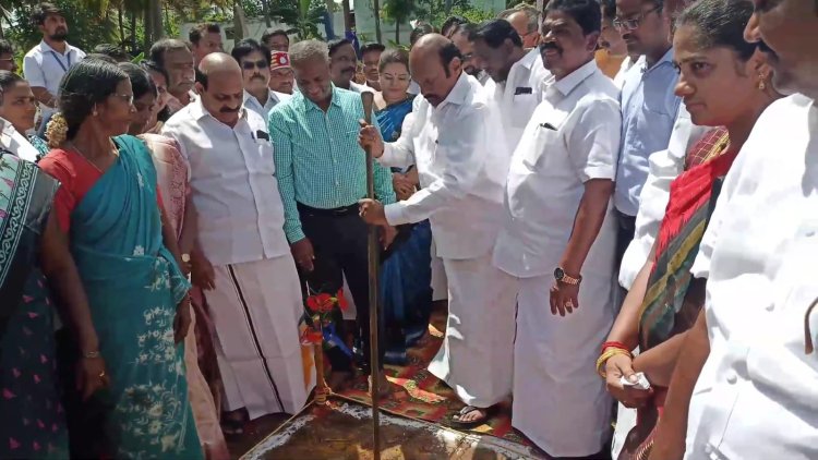 பூமி பூஜையில் அமைச்சர் எ.வ.வேலு!1400 பண்ணைகுட்டை அமைக்கும் பணி!!