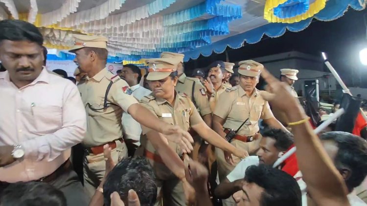 பி.ஜே.பி.யினர் காரின் முன்பு திமுகவினர் கழக கொடி அசைத்து கலாட்டா!