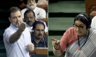 மணிப்பூர் பாரதமாதாவை கொன்றுவிட்டார்கள்! ப்ளையிங்  கிஸ்கொடுக்கிறார் நாடாளுமன்றத்தில் அமளி!