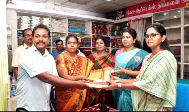 கோ ஆப் டெக்ஸ்டில் வண்ண வண்ண பட்டுப்புடவைகள்! திருவாரூர் ஆட்சியர்துவக்கி வைத்தார்!