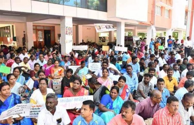 அரசு ஊழியர்கள் அரசு அலுவலக வளாகத்தில் போராட்டம் நடத்தக்கூடாது! ஆசிரியர்கள் அதிரடி கைது!