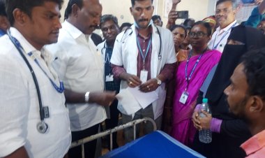 24 கோடியே 31 லட்சம் மதிப்பீட்டில் கட்டப்படும் ஆறு மாடி ஆஸ்பத்திரியை அமைச்சர் ஆய்வு!