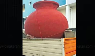 அடேங்கப்பா... சிதம்பரம் தொகுதியில் பிரச்சாரத்துக்காக   ஏழு அடி உயரத்தில் பானை!