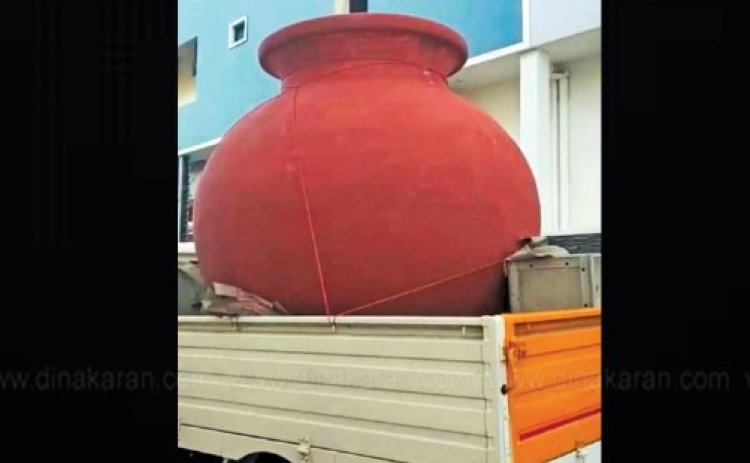 அடேங்கப்பா... சிதம்பரம் தொகுதியில் பிரச்சாரத்துக்காக ஏழு அடி உயரத்தில் பானை!