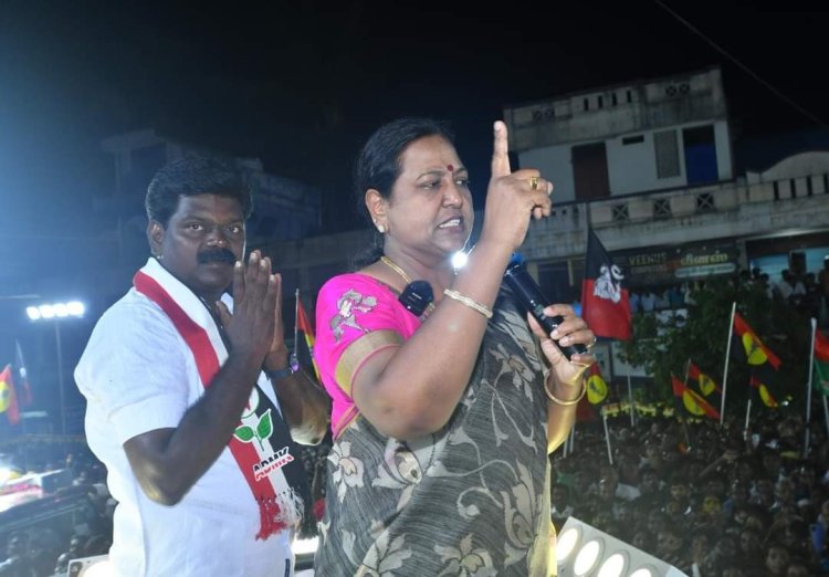 அதிமுக கூட்டணி கருத்து கணிப்புகளை பொய்யாக்கும்! பிரமலதா நாகை தொகுதியில் பிரச்சாரம்!