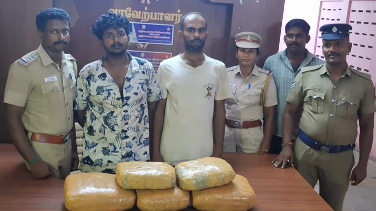 ரயிலில் கடத்திவரப்பட்ட 25 கிலோ கஞ்சா குடியாத்தத்தில் பறிமுதல்! இரண்டு பேர் கைது!