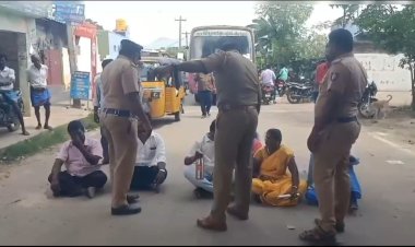 ஊராட்சி பெண் தலைவரையும் அவரது கணவரையும் கண்டித்து சாலை மறியல்!