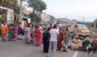 ஒயின்ஷாப்புக்கு ரோடு போடுறீங்க ஊர் மக்களுக்கு  போட மாட்டீங்களா மக்கள் மறியல்