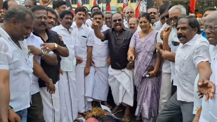 அண்ணாமலை உருவ பொம்மை எரிப்பு...குடியாத்தத்தில் பதற்றம்!