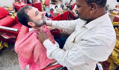 சலூன் கடைக்குள் திடீரென்று நுழைந்த ராகுல் காந்தி!