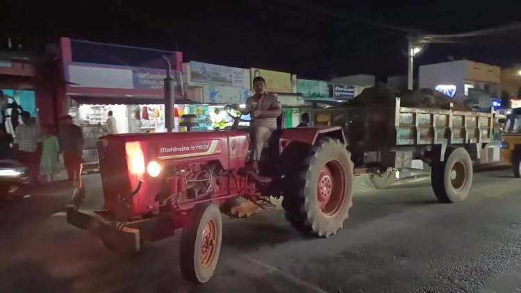 மண் கொள்ளை டிராக்டரை ஓட்டிய போலீஸ்!