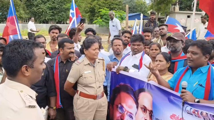 அமித்ஷாவால் ஏற்பட்ட பதற்றம்! உருவ பொம்மை எரிக்க முயற்சி!