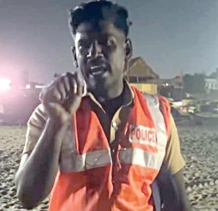 கடல் அலைகளை மீறி சவுண்டு விட்ட பெண்!... போலீசார் திணறல்!