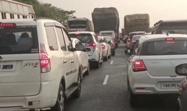 தொடர்ந்து வாகன நெரிசலில் சிக்கும் ஆம்பூர் தேசிய நெடுஞ்சாலை! பராக்கு பார்க்கும் போலீஸ்!