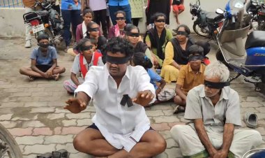 டுயூட்டி டாக்டர் மீது நடவடிக்கை கோரி ஆர்பாட்டம்!கருப்பு துணியால் கண்களை கட்டிக் கொண்டதால் பரபரப்பு!