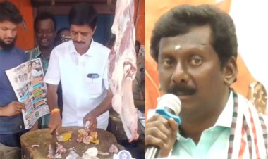 துரைமுருகனுக்கு எதிராக ஆட்டிறைச்சி வெட்டி இரட்டை இலைக்கு வாக்கு சேகரிப்பு! அப்பு அறிமுகம்!