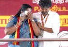 தேம்பித் தேம்பி அழுத த.வெ க.வேட்பாளர் சத்தியபாமா... தோளில் கை போட்டு ஆறுதல் சொன்ன விஜய்!