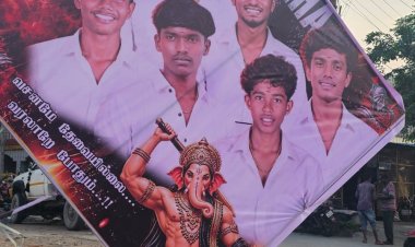 “கையில் பட்டாக்கத்தி... காட்சியளித்த பிள்ளையார்!” வசூர் விநாயகர் திருவிழாவில் வித்தியாசமான பேனர்!