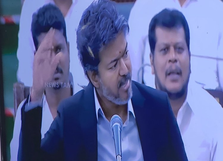 சபாநாயகரை முற்றுகையிட்ட திமுக சட்டமன்ற உறுப்பினர்கள்! முதல்வர் விஜயின் அதிரடி உரை! சர்க்காரியா கமிஷன் முதல் பார்டிபண்டு வரை உடைத்ததால்பரபரப்பு!